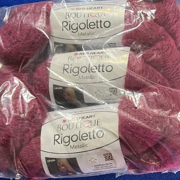 Lot of 12 Red Heart Boutique Rigoletto Metallic Skeins, Hot Pink - Picture 6 of 6